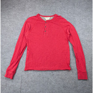 Rag & Bone Henley Shirt Mens Medium Red Quiet Luxury Handmade Minimalist Cotton
